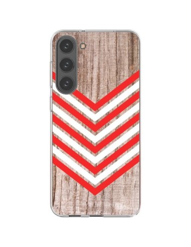 Coque Samsung Galaxy S23 Plus 5G Tribal Aztèque Bois Wood Flèche Rouge Blanc - Laetitia