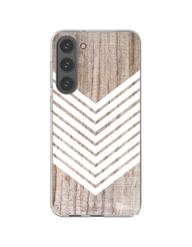 Coque Samsung Galaxy S23 Plus 5G Tribal Aztèque Bois Wood Flèche Blanc - Laetitia