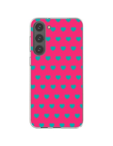 Cover Samsung Galaxy S23 Plus 5G Cuore Blu sfondo Rosa - Laetitia