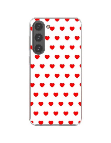 Coque Samsung Galaxy S23 Plus 5G Coeurs Rouges Fond Blanc - Laetitia