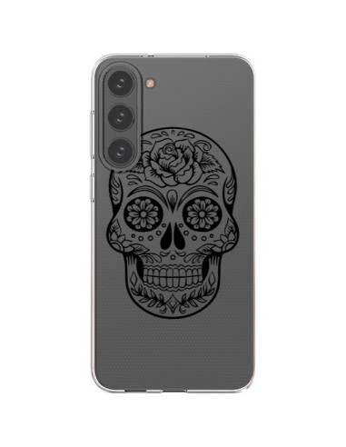 Coque Samsung Galaxy S23 Plus 5G Tête de Mort Mexicaine Noir Transparente - Laetitia