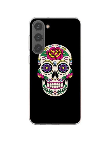 Coque Samsung Galaxy S23 Plus 5G Tête de Mort Mexicaine Multicolore Noir - Laetitia