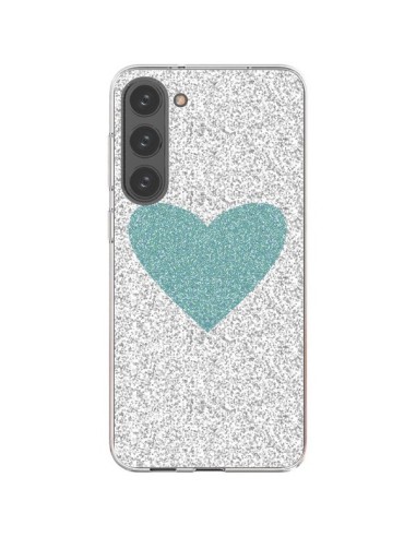 Coque Samsung Galaxy S23 Plus 5G Coeur Bleu Vert Argent Love - Mary Nesrala