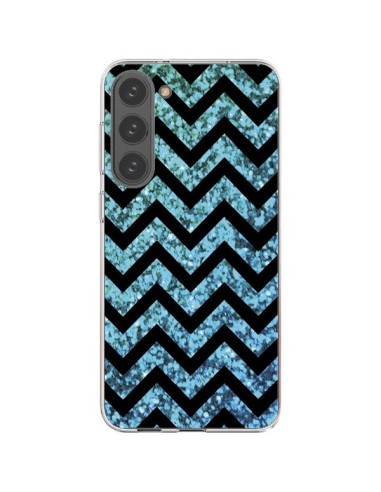 Samsung Galaxy S23 Plus 5G Case Chevron Aqua Sparkle Triangle Aztec - Mary Nesrala