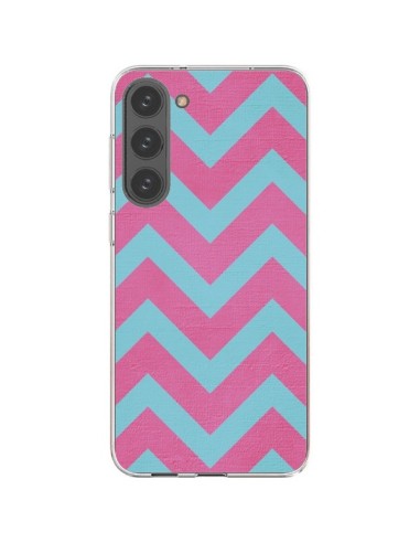 Coque Samsung Galaxy S23 Plus 5G Strawberry Chevron Rose Bleu - Mary Nesrala