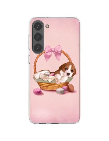 Coque Samsung Galaxy S23 Plus 5G Chien Dog Panier Noeud Papillon Macarons - Maryline Cazenave