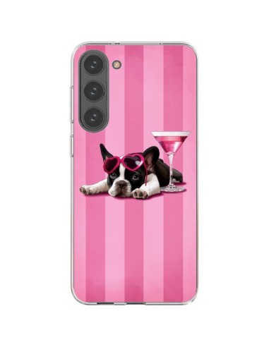 Coque Samsung Galaxy S23 Plus 5G Chien Dog Cocktail Lunettes Coeur Rose - Maryline Cazenave