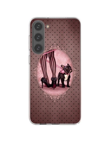 Coque Samsung Galaxy S23 Plus 5G Lady Jambes Chien Dog Rose Pois Noir - Maryline Cazenave