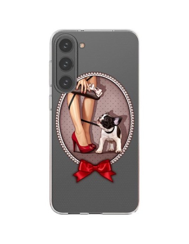 Coque Samsung Galaxy S23 Plus 5G Lady Jambes Chien Bulldog Dog Pois Noeud Papillon Transparente - Maryline Cazenave