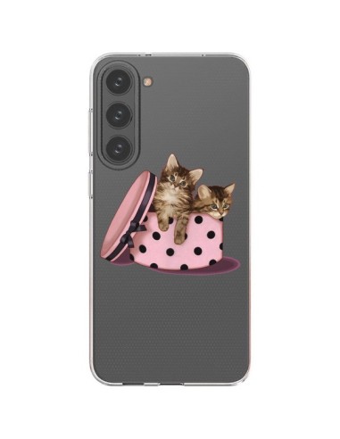 Cover Samsung Galaxy S23 Plus 5G Gattoon Gatto Kitten Scatola a Pois Trasparente - Maryline Cazenave