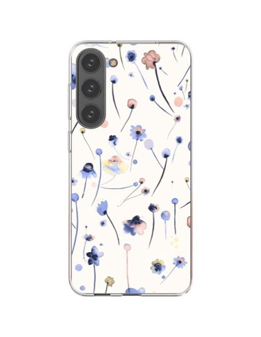 Cover Samsung Galaxy S23 Plus 5G Blue Soft Fiori - Ninola Design