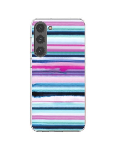 Coque Samsung Galaxy S23 Plus 5G Degrade Stripes Watercolor Pink - Ninola Design