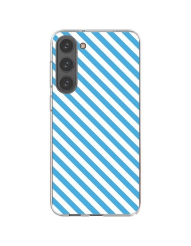 Coque Samsung Galaxy S23 Plus 5G Bonbon Candy Bleue et Blanche Rayée - Nico