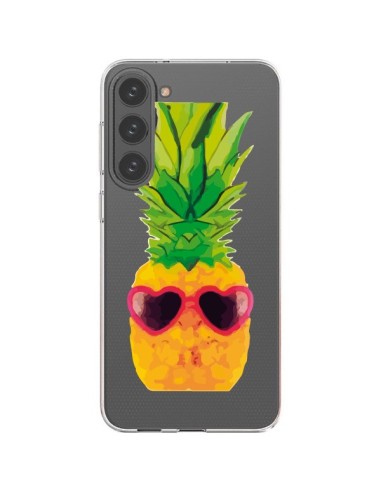 Coque Samsung Galaxy S23 Plus 5G Ananas Lunette en Cœur transparente