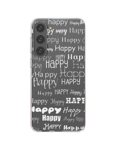 Cover Samsung Galaxy S23 Plus 5G Happy Felice Bianco Trasparente - R Delean