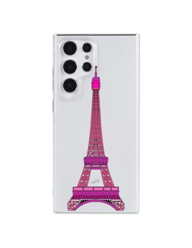 Cover Samsung Galaxy S23 Ultra 5G Tour Eiffel Rosa Paris Trasparente - Asano Yamazaki