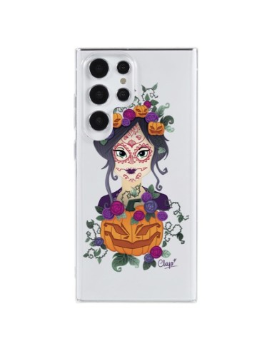 Coque Samsung Galaxy S23 Ultra 5G Femme Closed Eyes Santa Muerte Transparente - Chapo