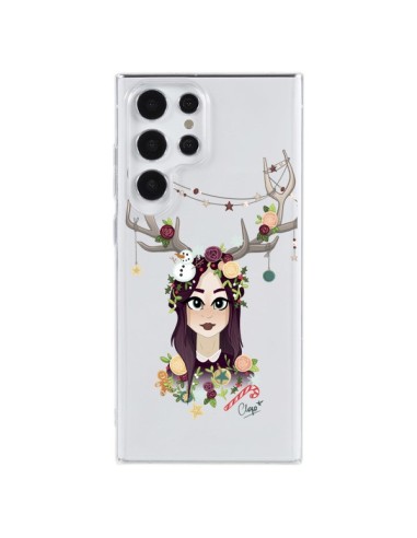 Samsung Galaxy S23 Ultra 5G Case Girl Christmas Wood Deer Clear - Chapo