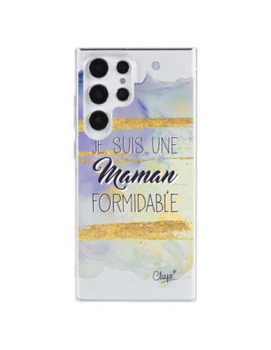 Coque Samsung Galaxy S23 Ultra 5G Je suis une Maman Formidable Violet Transparente - Chapo