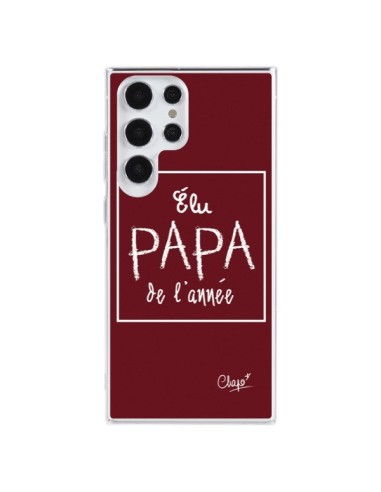 Coque Samsung Galaxy S23 Ultra 5G Elu Papa de l'Année Rouge Bordeaux - Chapo