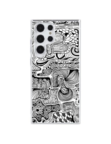 Samsung Galaxy S23 Ultra 5G Case Reflet Black and White - Eleaxart