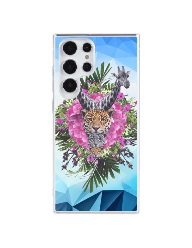 Cover Samsung Galaxy S23 Ultra 5G Giraffe Leoni Tigri Giungla - Eleaxart