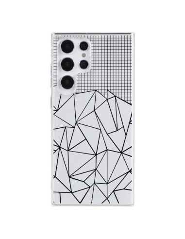 Cover Samsung Galaxy S23 Ultra 5G Linee Griglia Grid Abstract Nero Trasparente - Project M