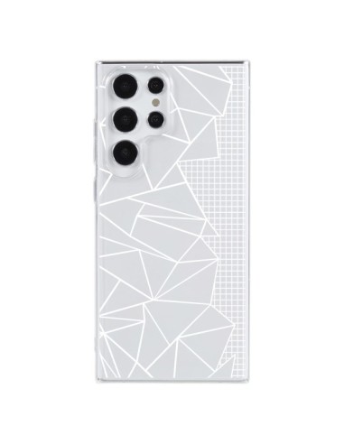 Cover Samsung Galaxy S23 Ultra 5G Linee Griglia Side Grid Astratto Bianco Trasparente - Project M