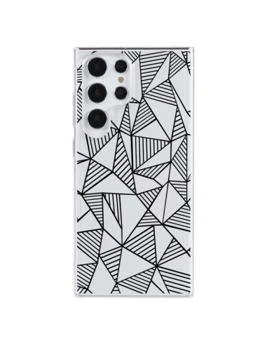 Cover Samsung Galaxy S23 Ultra 5G Linee Griglia Triangles Grid Astratto Nero Trasparente - Project M