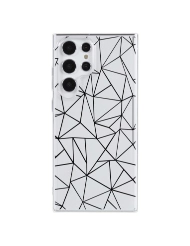 Cover Samsung Galaxy S23 Ultra 5G Linee Triangoli Grid Astratto Nero Trasparente - Project M