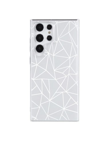 Cover Samsung Galaxy S23 Ultra 5G Linee Triangoli Grid Astratto Bianco Trasparente - Project M