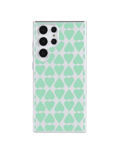 Cover Samsung Galaxy S23 Ultra 5G Cuore Verde Menta Trasparente - Project M