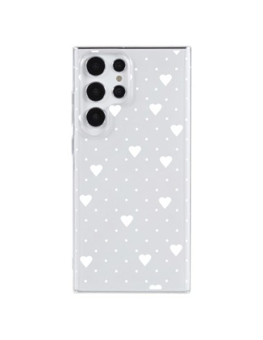 Cover Samsung Galaxy S23 Ultra 5G Punti Cuori Bianco Trasparente - Project M