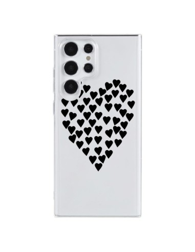 Cover Samsung Galaxy S23 Ultra 5G Cuori Amore Nero Trasparente - Project M