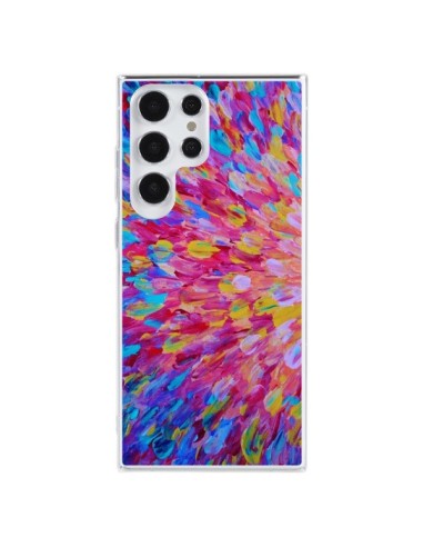 Coque Samsung Galaxy S23 Ultra 5G Fleurs Bleues Roses Splash - Ebi Emporium