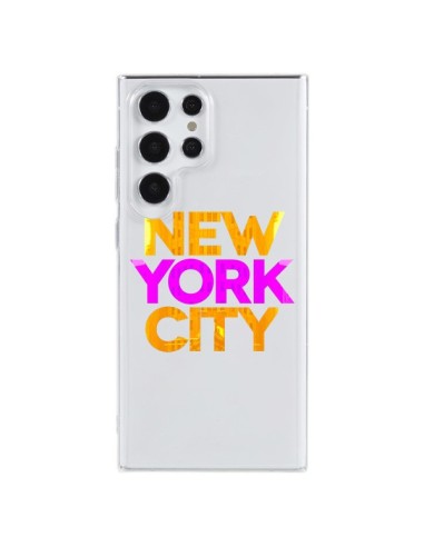 Cover Samsung Galaxy S23 Ultra 5G New York City NYC Arancione Rosa Trasparente - Javier Martinez