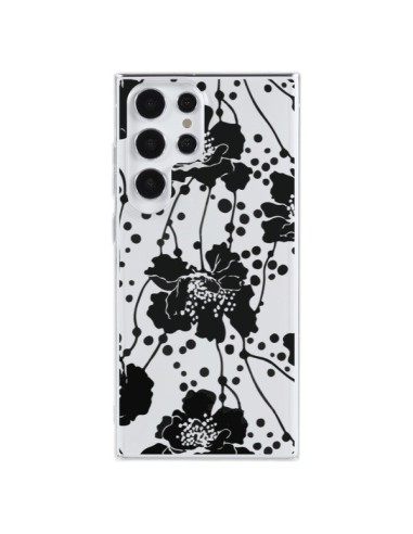 Cover Samsung Galaxy S23 Ultra 5G Fiori Neros Trasparente - Dricia Do