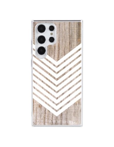 Coque Samsung Galaxy S23 Ultra 5G Tribal Aztèque Bois Wood Flèche Blanc - Laetitia