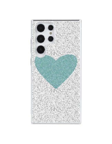 Samsung Galaxy S23 Ultra 5G Case Heart Blue Green Argento Love - Mary Nesrala