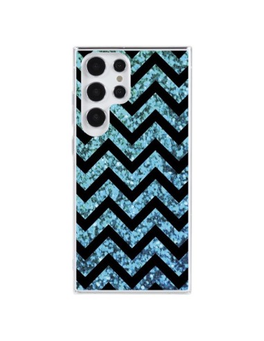 Cover Samsung Galaxy S23 Ultra 5G Chevron Aqua Sparkle Triangolo Azteco - Mary Nesrala