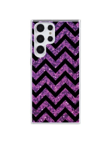 Coque Samsung Galaxy S23 Ultra 5G Chevron Purple Sparkle Triangle Azteque - Mary Nesrala