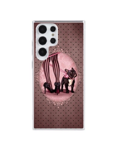 Cover Samsung Galaxy S23 Ultra 5G Lady Jambes Cane Dog Rosa Pois Nero - Maryline Cazenave