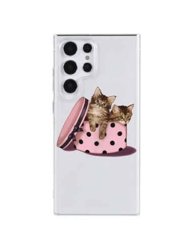 Cover Samsung Galaxy S23 Ultra 5G Gattoon Gatto Kitten Scatola a Pois Trasparente - Maryline Cazenave