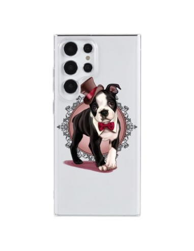 Samsung Galaxy S23 Ultra 5G Case Dog Bulldog Dog Gentleman Bow tie Cappello Clear - Maryline Cazenave