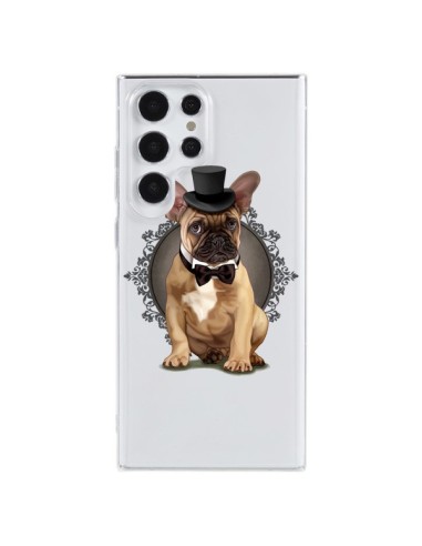 Cover Samsung Galaxy S23 Ultra 5G Cane Bulldog Papillon Cappello Trasparente - Maryline Cazenave