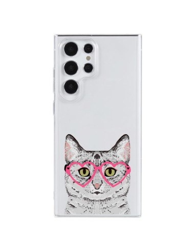 Samsung Galaxy S23 Ultra 5G Case Cat Grey Eyes Hearts Clear - Pet Friendly