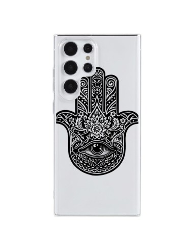 Coque Samsung Galaxy S23 Ultra 5G Hamsa Cinq Doigts Main Mauvais Oeil Transparente - Rachel Caldwell