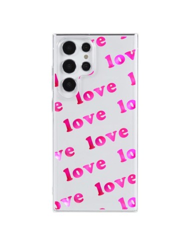 Cover Samsung Galaxy S23 Ultra 5G Pink Love Rosa Trasparente - Sylvia Cook