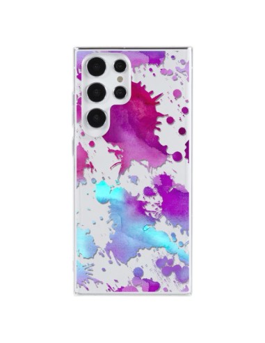 Cover Samsung Galaxy S23 Ultra 5G Splash Colorato Blu Viola Trasparente - Sylvia Cook