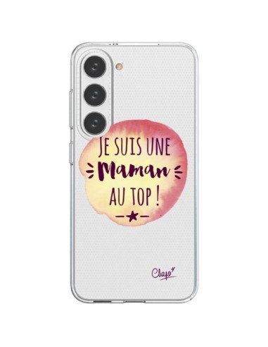 Cover Samsung Galaxy S23 5G Sono una Mamma al Top Arancione Trasparente - Chapo